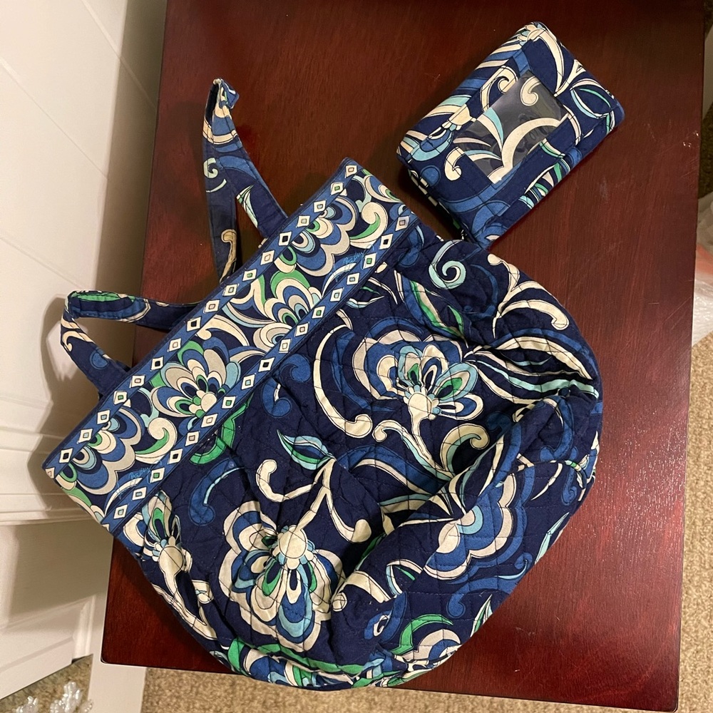 Vera Bradley Blue Lagoon Purse & Wallet Set